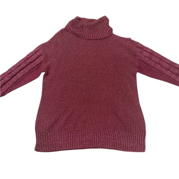 Torrid Maroon Metallic Cable Knit Pullover Cold Shoulder Sweater Size 1X - Picture 6 of 11